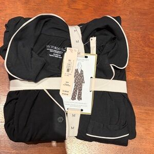 Victoria's Secret Black Pajama Set with White Trim